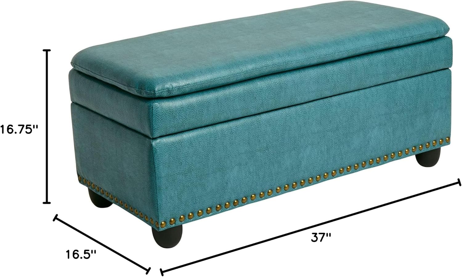BrylaneHome 400 Lbs. Weight Capacity Extra Wide Studded Ottoman - Blue Haze