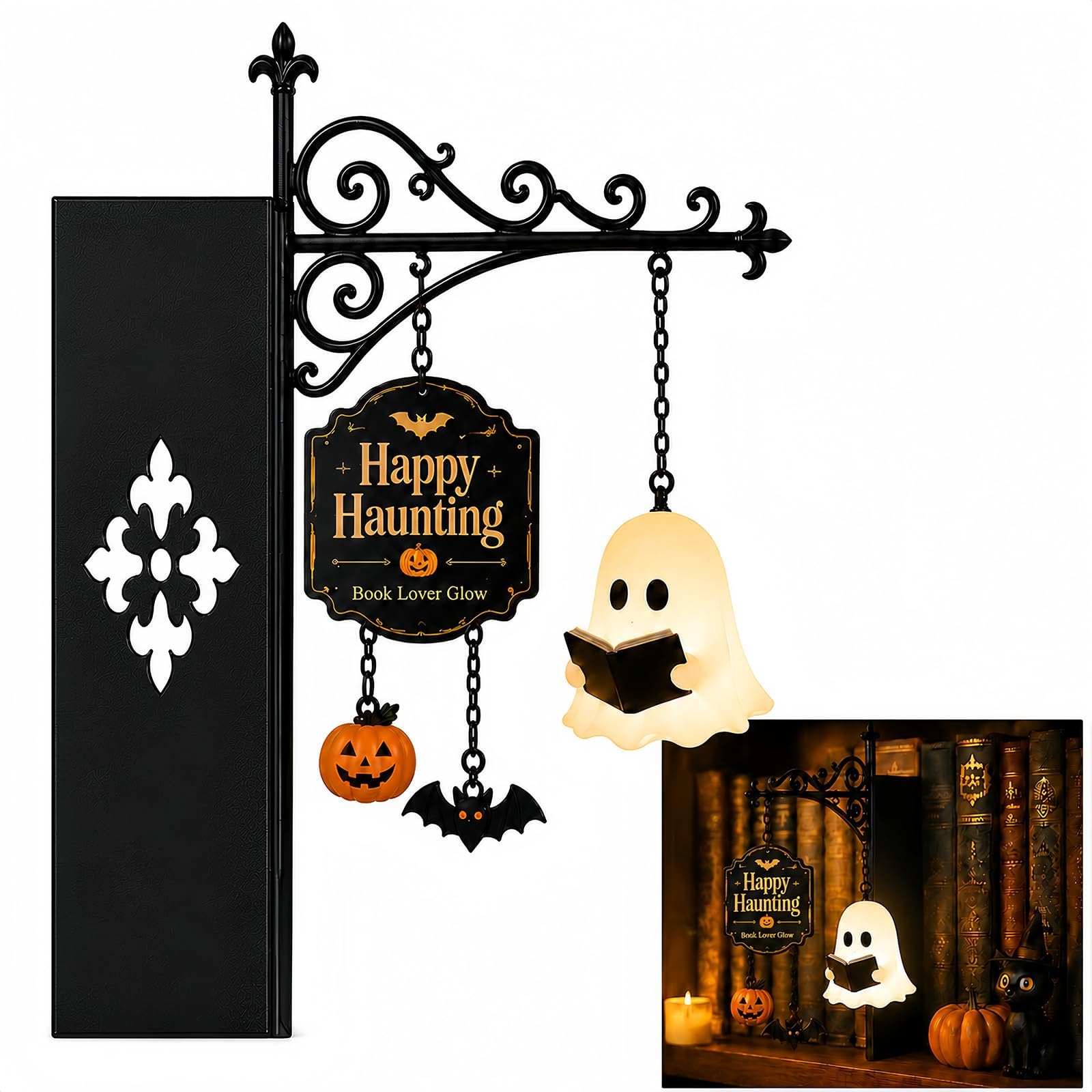 Library Lantern- 7 Color Changing LED Decorative Ghost Bookshelf Light (1 Color)