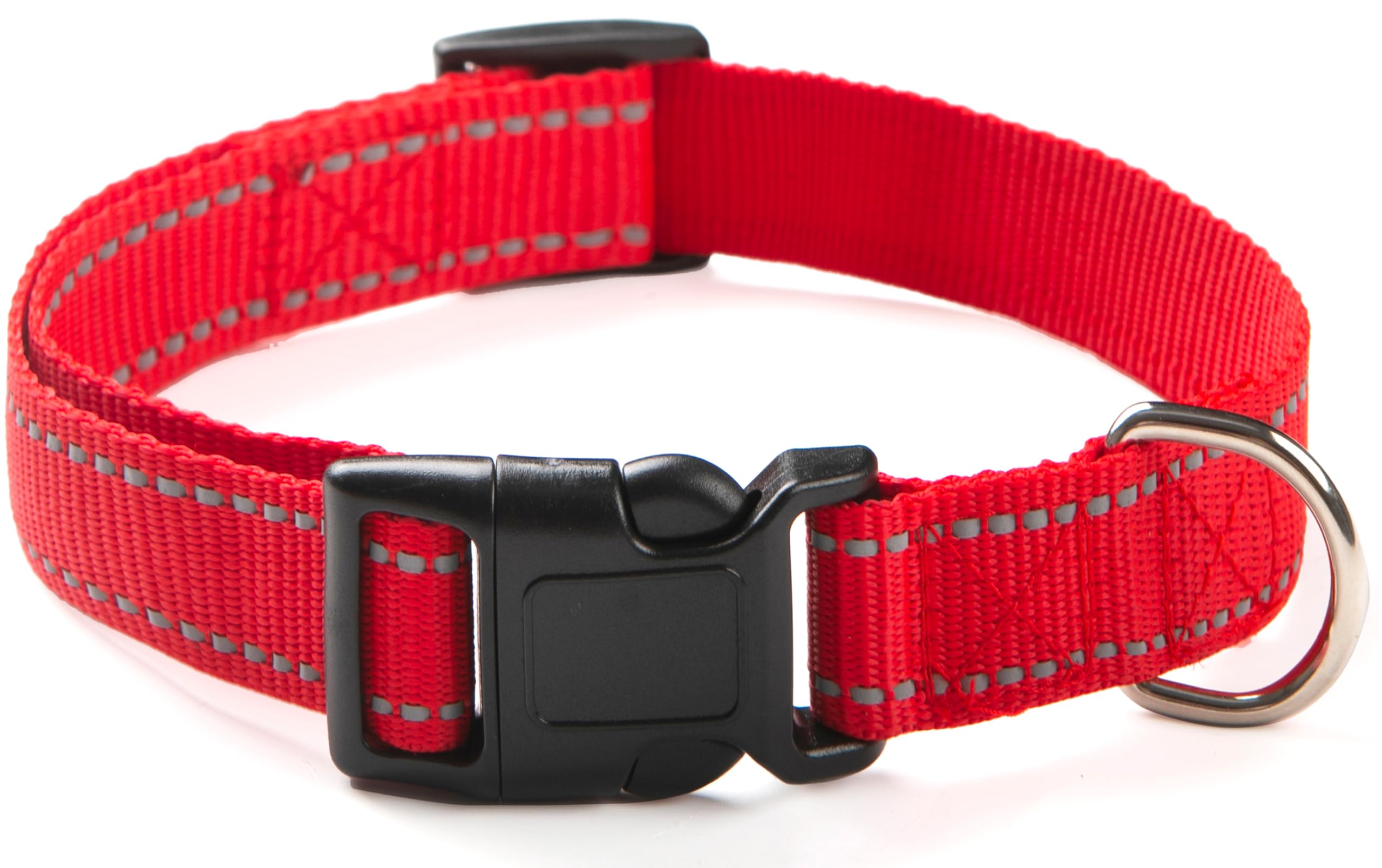 OEFEO Reflective Dog Collar for Small,Medium, and Large Dogs,Ajustable Nylon Dog Collars with Quick Release Buckle,Red XS