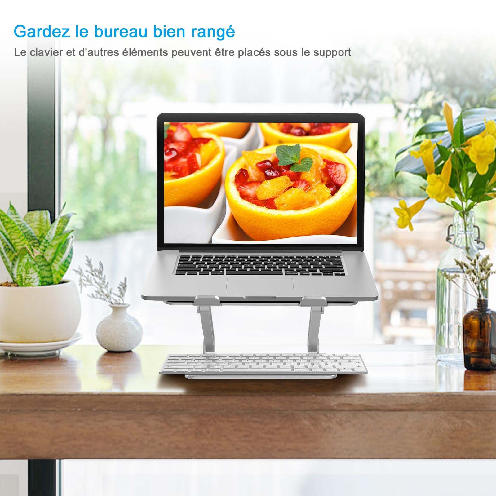 BoYata Support Ordinateur Portable Refroidissement Sable Multi-Angle Compatible MacBook Pro Air 10-17 Pouces Argenté