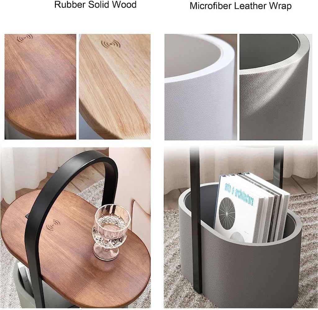 Smart Nightstand Stazione di Ricarica Wireless Tavolino da Comodino a 3 Colori Luci a LED Comodino Porte USB con Comodino remoto