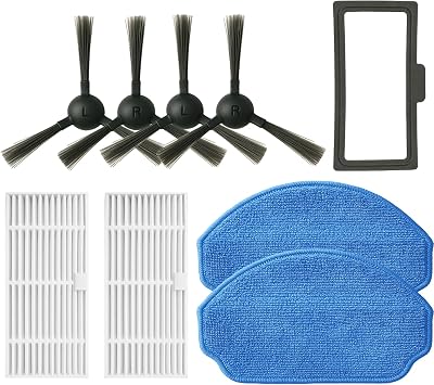 Replacement Parts for MAMNV BR150/BR151, for ZCWA BR150/BR151, for ONSON BR150/BR151, for MANVINS G20, for Kilgone G20 Accessories,1 Rubber Filter Holder, 4 Side Brush 2 HEPA Filters 2 Mop Pads