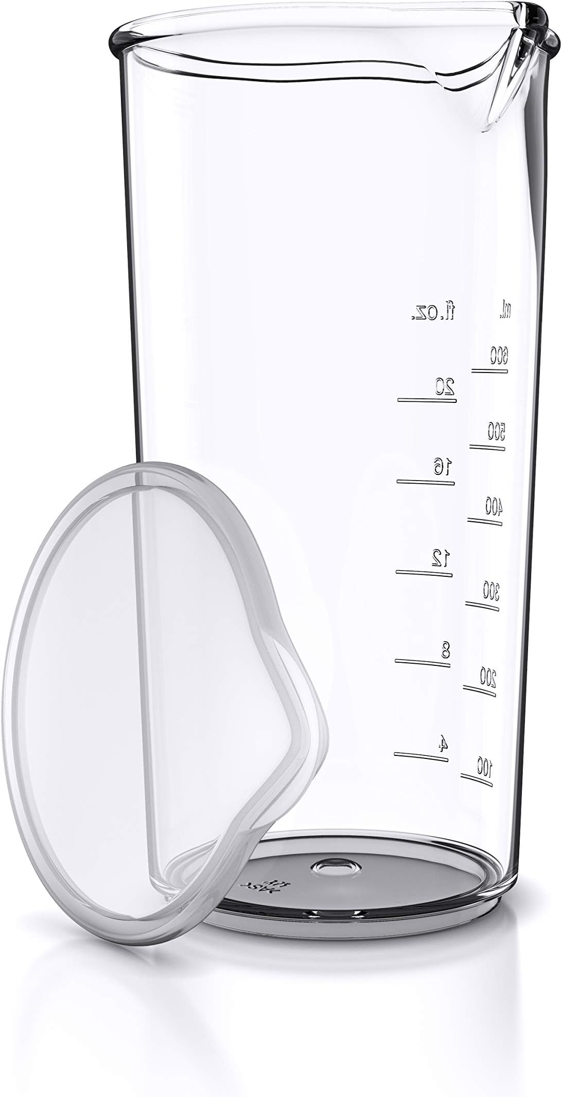 arendo Plastic Measuring Cup,Ideal for Electric Hand Blender and Hand Blender 600ml Transparent Transparent
