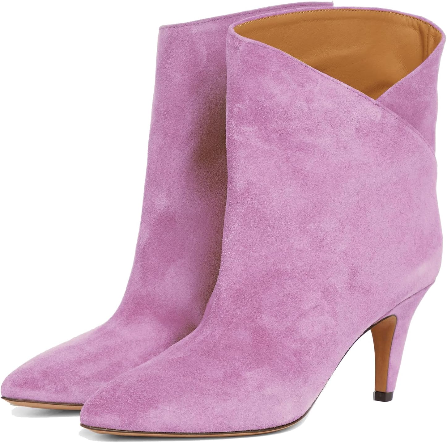 LEHOOR Women Kitten Heel Ankle Boots Wide Calf Pointed Toe Slouchy Western Cowgirl Boots Pull On Low Heel Dress Combat Booties Low Cut Ladies Dressy Casual Comfortable Winter Fall Shoes 4-11 M US