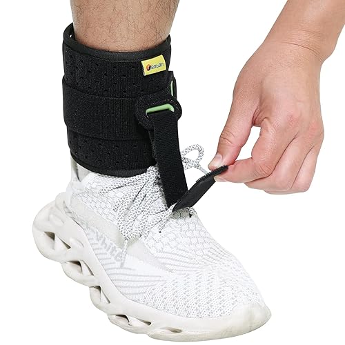 Tenbon Ortesis de tobillo con soporte para el tobillo - Compresión cómoda acolchada ajustable para una mejor marcha al caminar evita calambres y