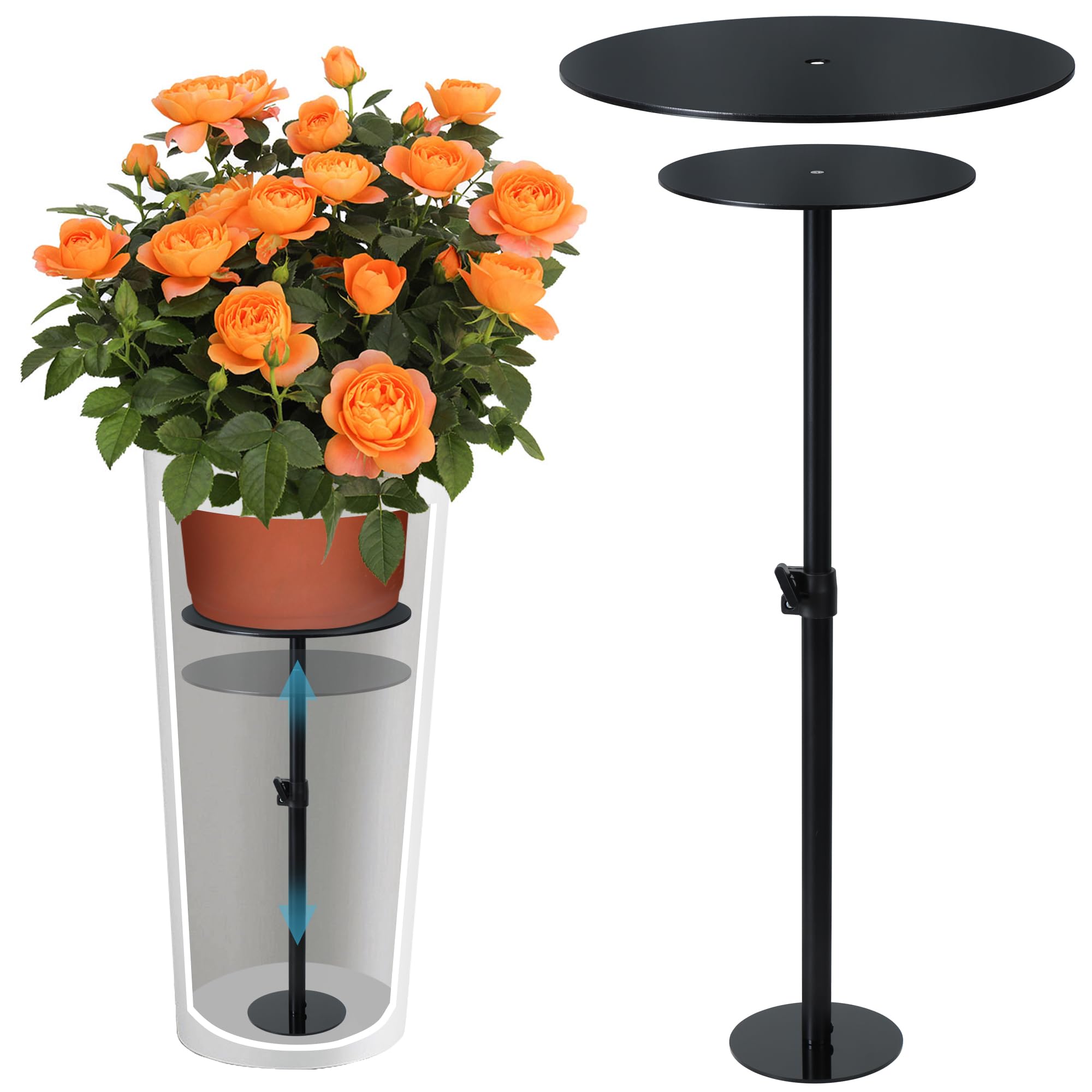 Adjustable Plant Risers for Inside Pots, 17-31" Rise Planter Insert Filler for Large Pots, Plant Lift Inserts Flower Pot Risers for Indoor Outdoor Tall Taper Planter Container (6" 8" 10" Base or Top)