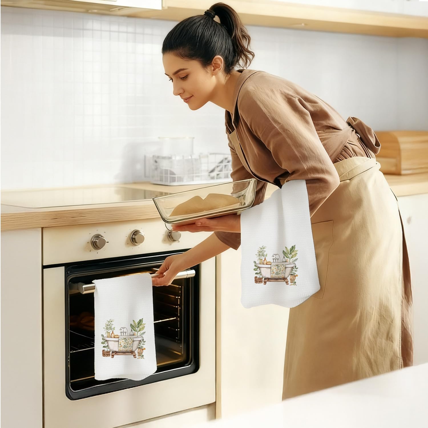 Vintage Botanical Bathroom Hand Towels, Rustic Cottagecore Plant Bathtub Decorative Hand Towels for Bathroom Washroom Restroom, 16x24 Inch - Image 7