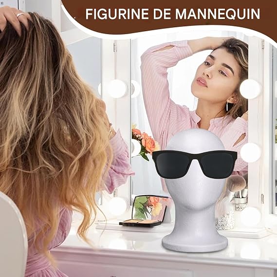 Foam Mannequin Head | Wig Test Head, Space Saving Display Stands for Hats
