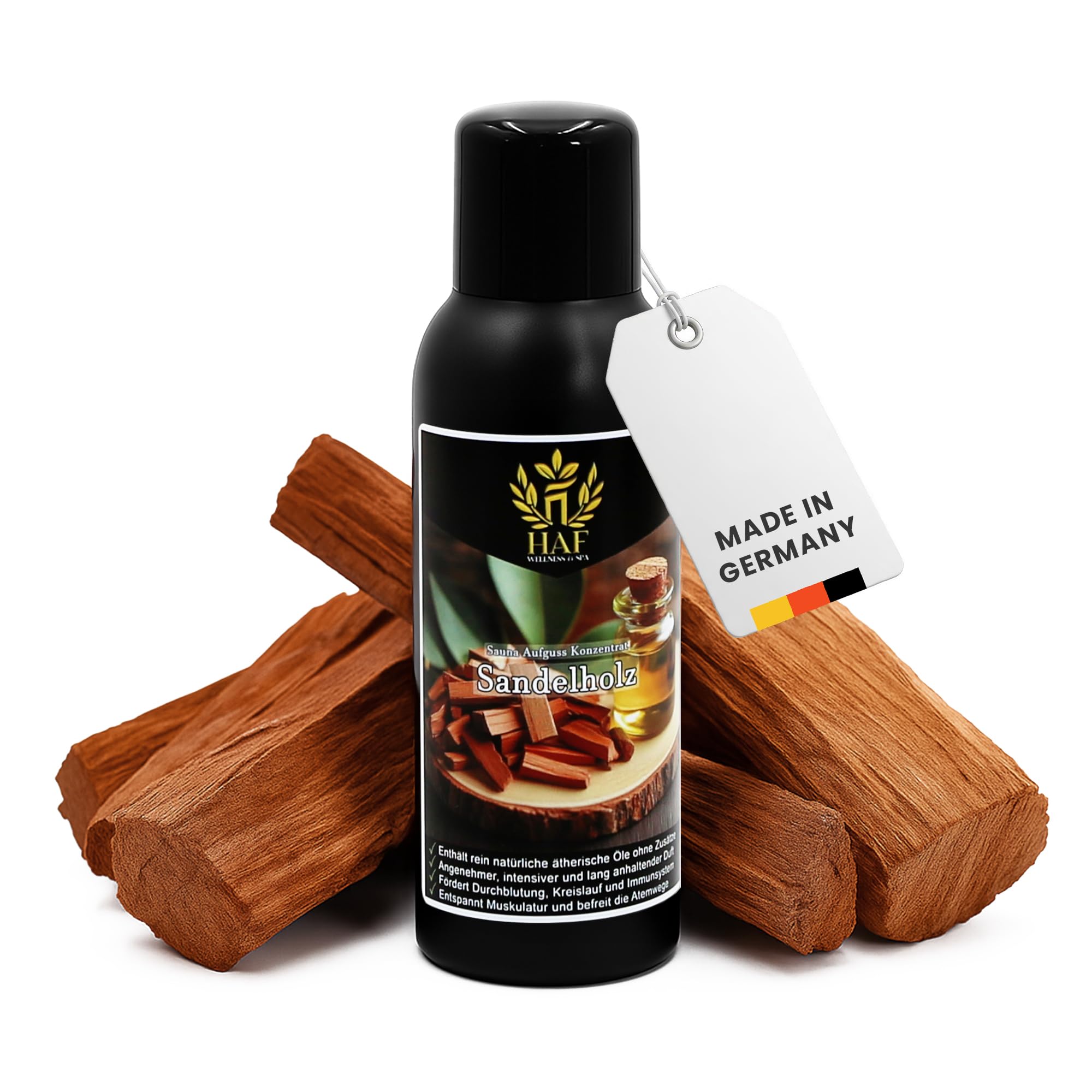 HAF Concentré d'infusion pour sauna Bois de santal 100 ml | Huile de sauna aux huiles essentielles naturelles