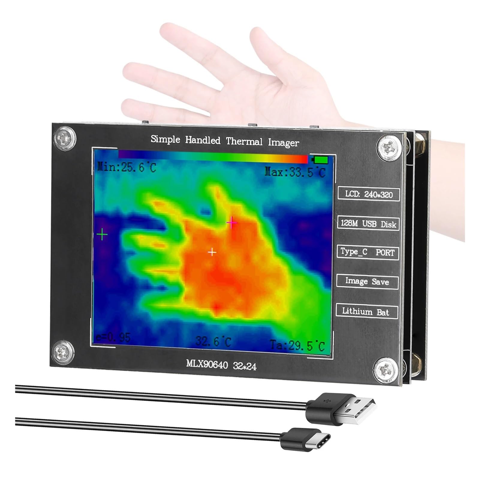 Cámara termográfica de -40 ℃ a 300 ℃ Cámara de imagen térmica pequeña de 2,8 pulgadas compatible con medición de temperatura central mínima máxima Para detección de calefacción interior y de suelo