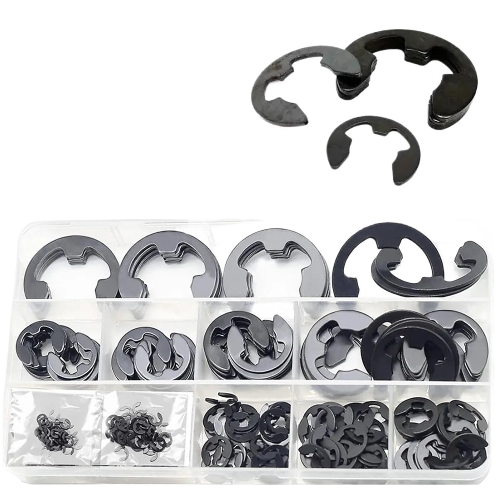 Rondelle Kit d'assortiment de rondelles circlips à pression, 1000 pièces, coffret M1.2 M15, retenue externe noire for arbre