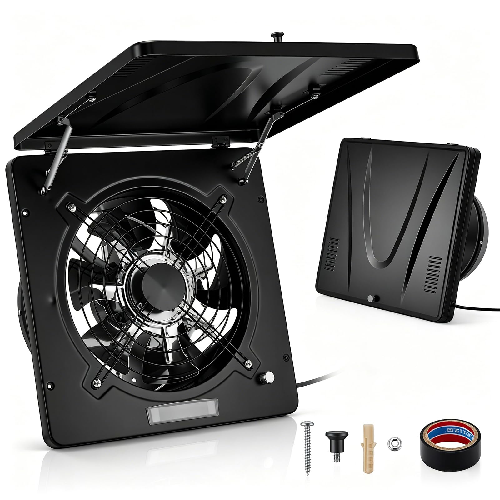 Ventilador extractor de 250 mm, válvula de retorno, regulador de velocidad, sistema automático de recogida de aceite, ventilador silencioso de pared para baño, cocina, garaje, sótano, color