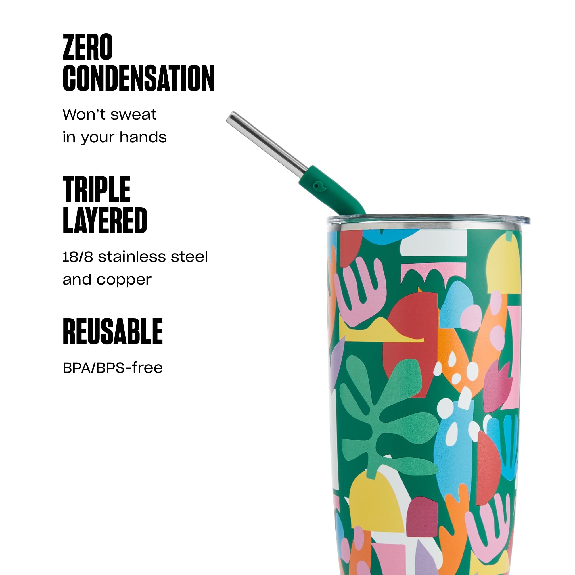 S'well 'Paper Cutouts' Tumbler with Straw, 700 ml - Image 4