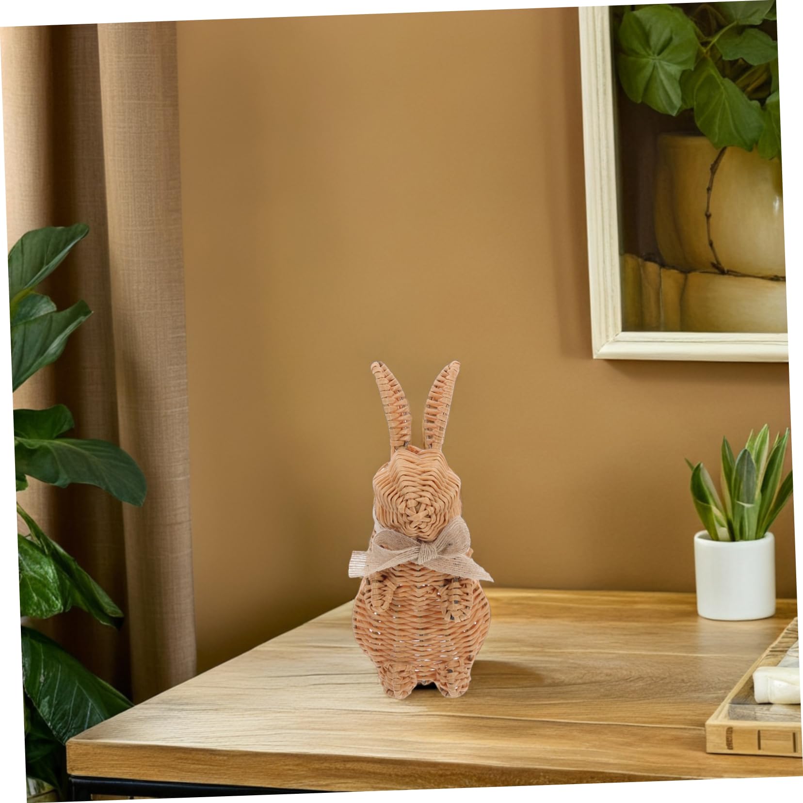 Alipis Coniglietto Pasquale Di Ceramica Intrecciato Statuine Per Ornamenti Da Tavolo e Decorazioni Da Giardino Accessori Festivi Primaverili