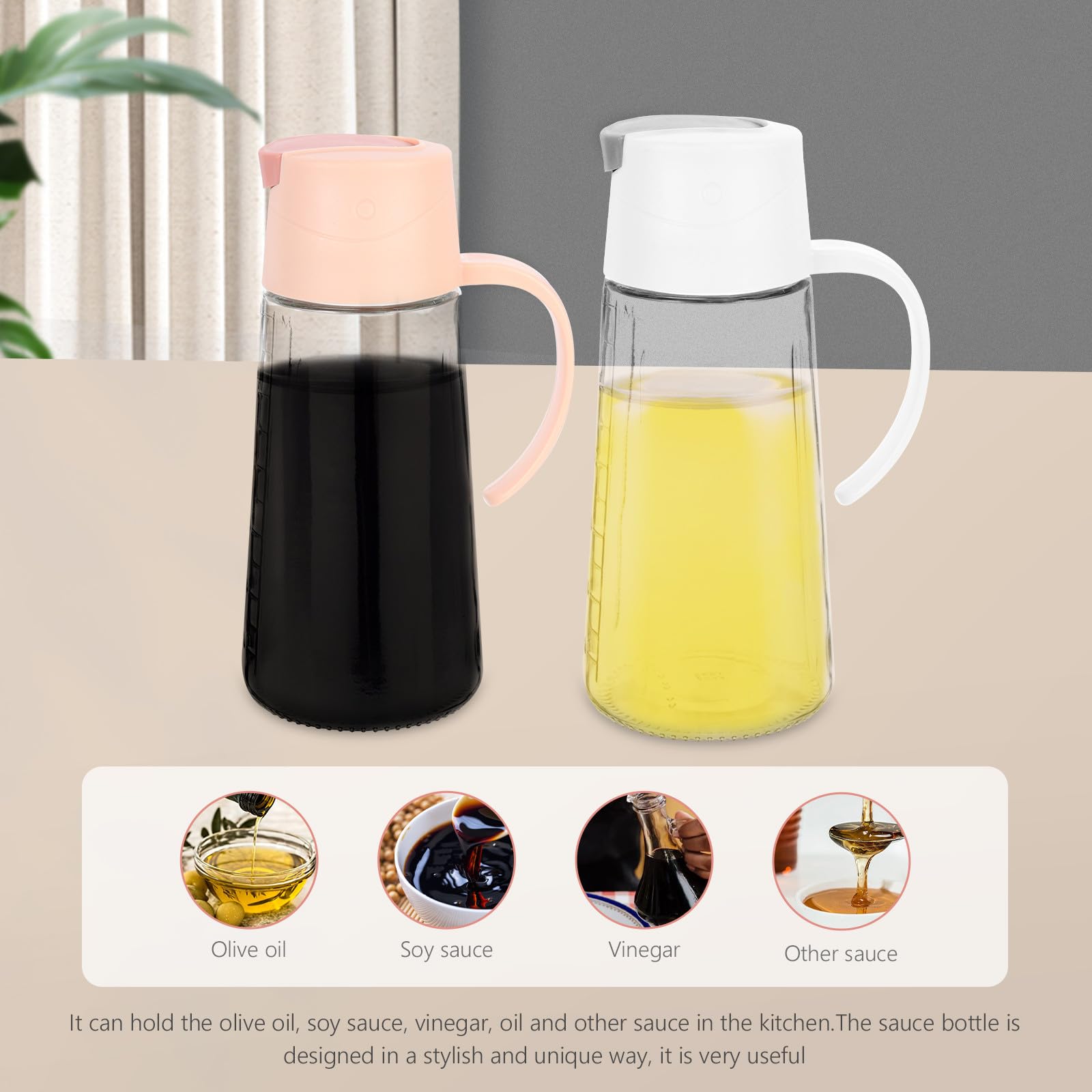 Glasflasche 2 Stück 630ml für Küche und Kochen mit Griff
