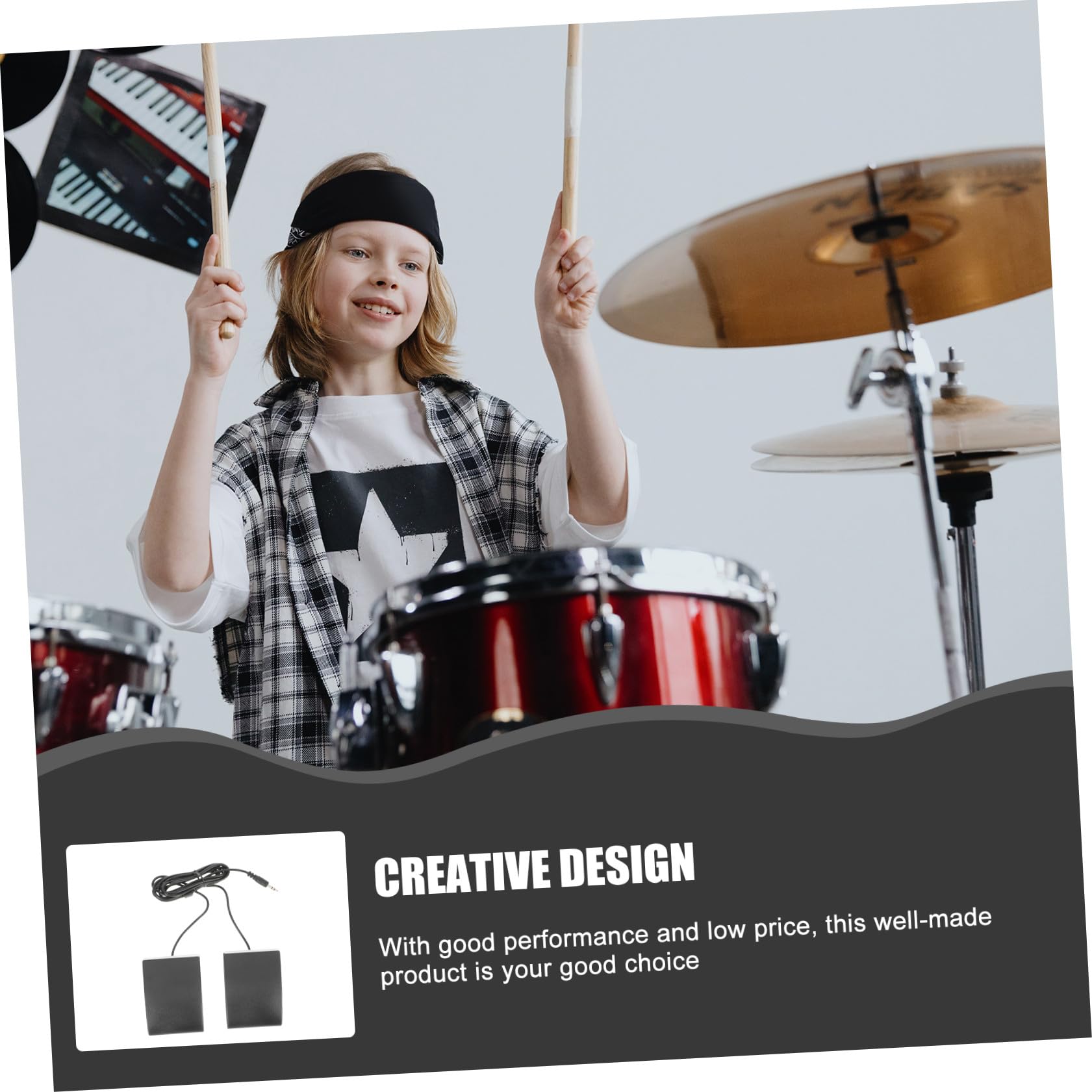 VICASKY Pedale Doppio per Batteria Elettronica Effetto Sustain Continuo, Resistente Agli Urti, Realizzato in Abs Nero Design Creativo, per Uso Musicale Professionale