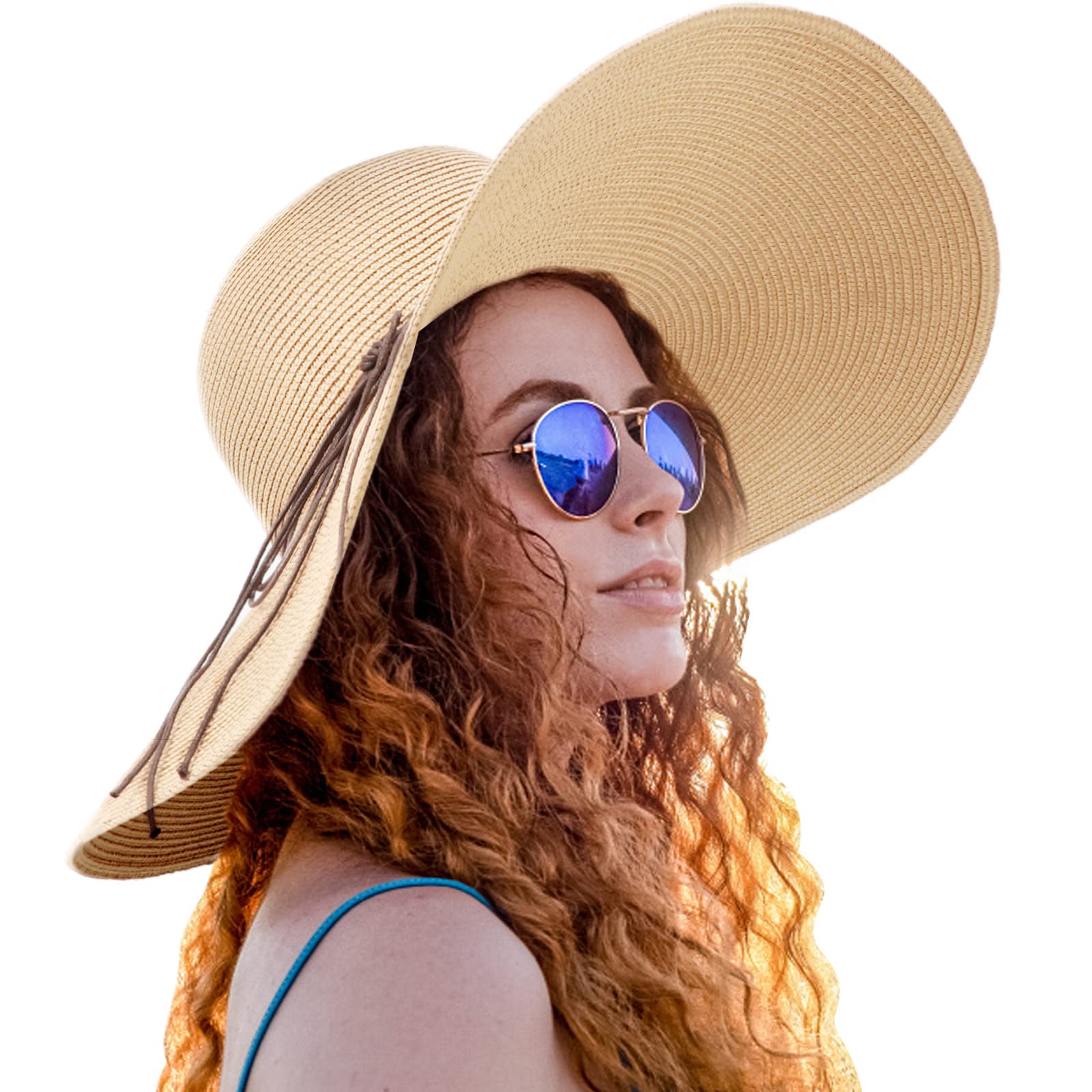 DRESHOW Mujer Sombrero Plegable Verano Sombrero Verano Sombrero ala Ancha Mujer Sombrero de Playa Plegable UPF 50+