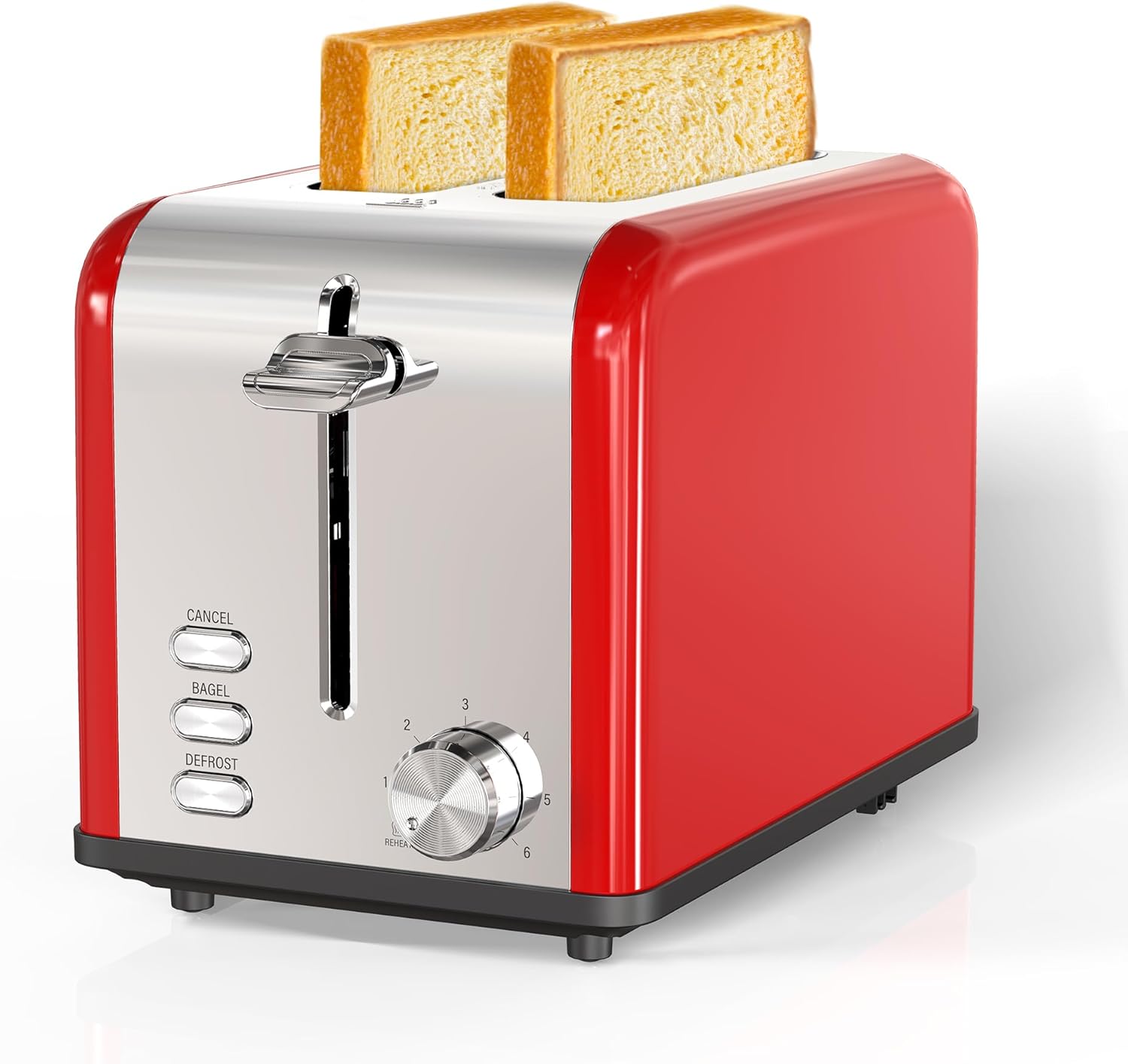 Simple Deluxe 2-Slice Toaster, 3 Function and 6 Browning Setting, Extra Wide Slot & Removable Crumb Tray, for Bread & Waffle, White