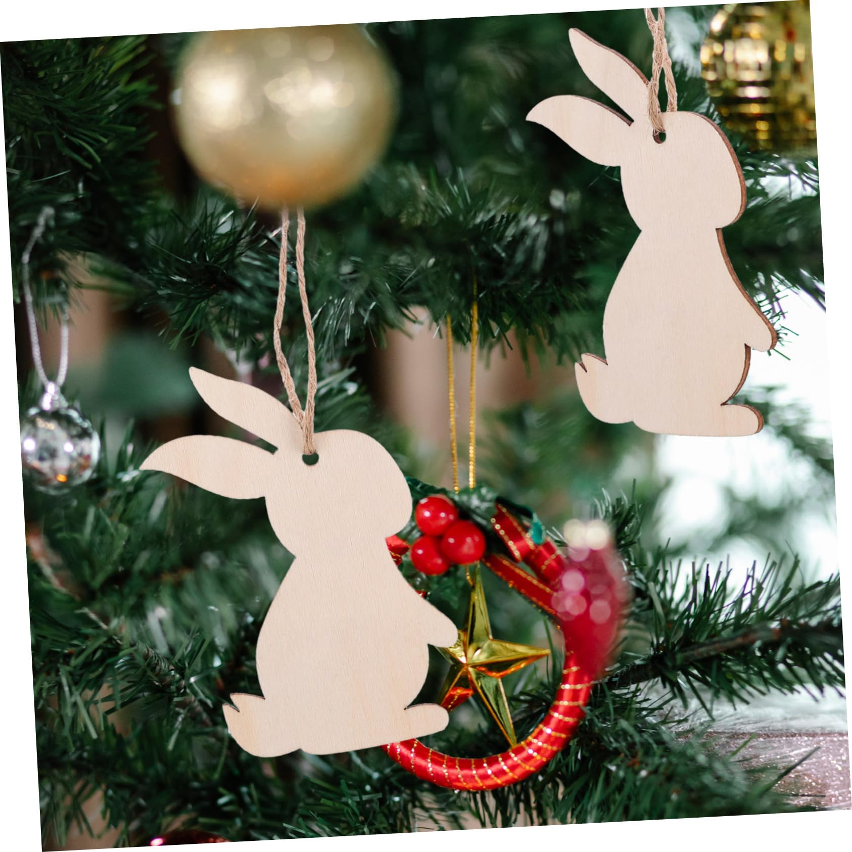 MAGICLULU 5 Set Di Decorazioni Pasquali in Legno Grezzo A Forma Di Coniglietto Per Feste Di Pasqua 30 Pezzi*5