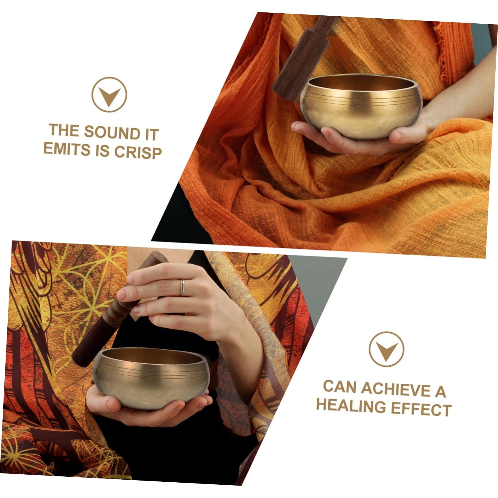 Campana Tibetana in Rame Bastoncino in Legno Set per Meditazione Yoga e Relax in Tempio e Centri Commerciali
