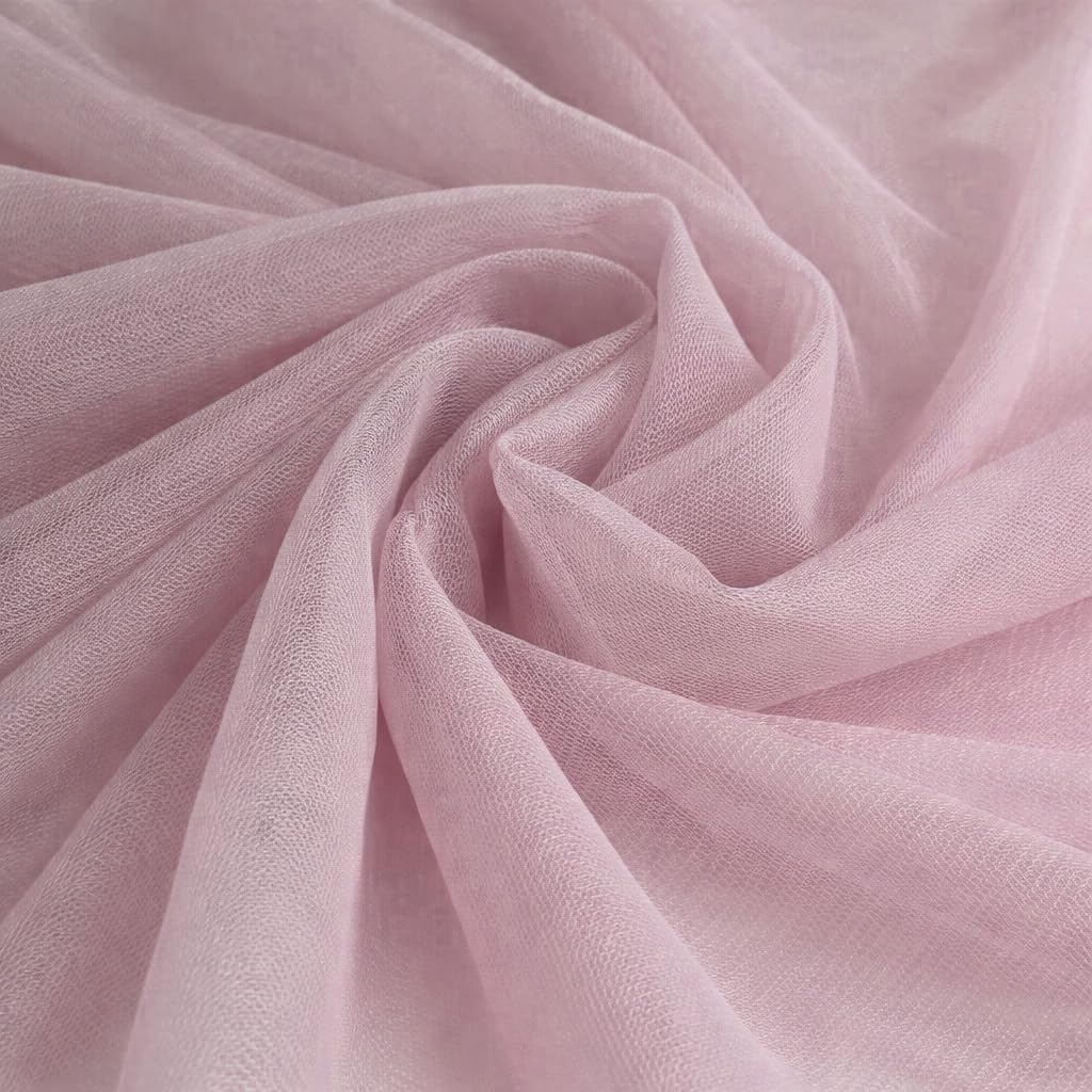 Dusky Pink Soft Tulle Fabric – 150cm Wide Lightweight Sheer Dressmaking Material – Sold by The Metre