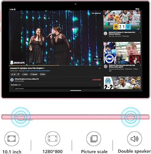 Miniatura 2 de Tablet Android 13 de 10 pulgadas, 8 GB de RAM+64 GB ROM+512 GB expandibles, pantalla IPS, cámara dual de 2+8 MP, WiFi, BT, tableta certificada por