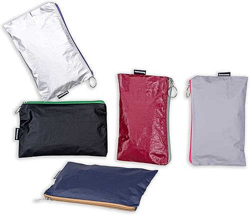 BETTERMENTO Paquete de 5 bolsas de polietileno ligeras para cosméticos, artículos de tocador, gimnasio, viajes, bolso, herramientas y facturas