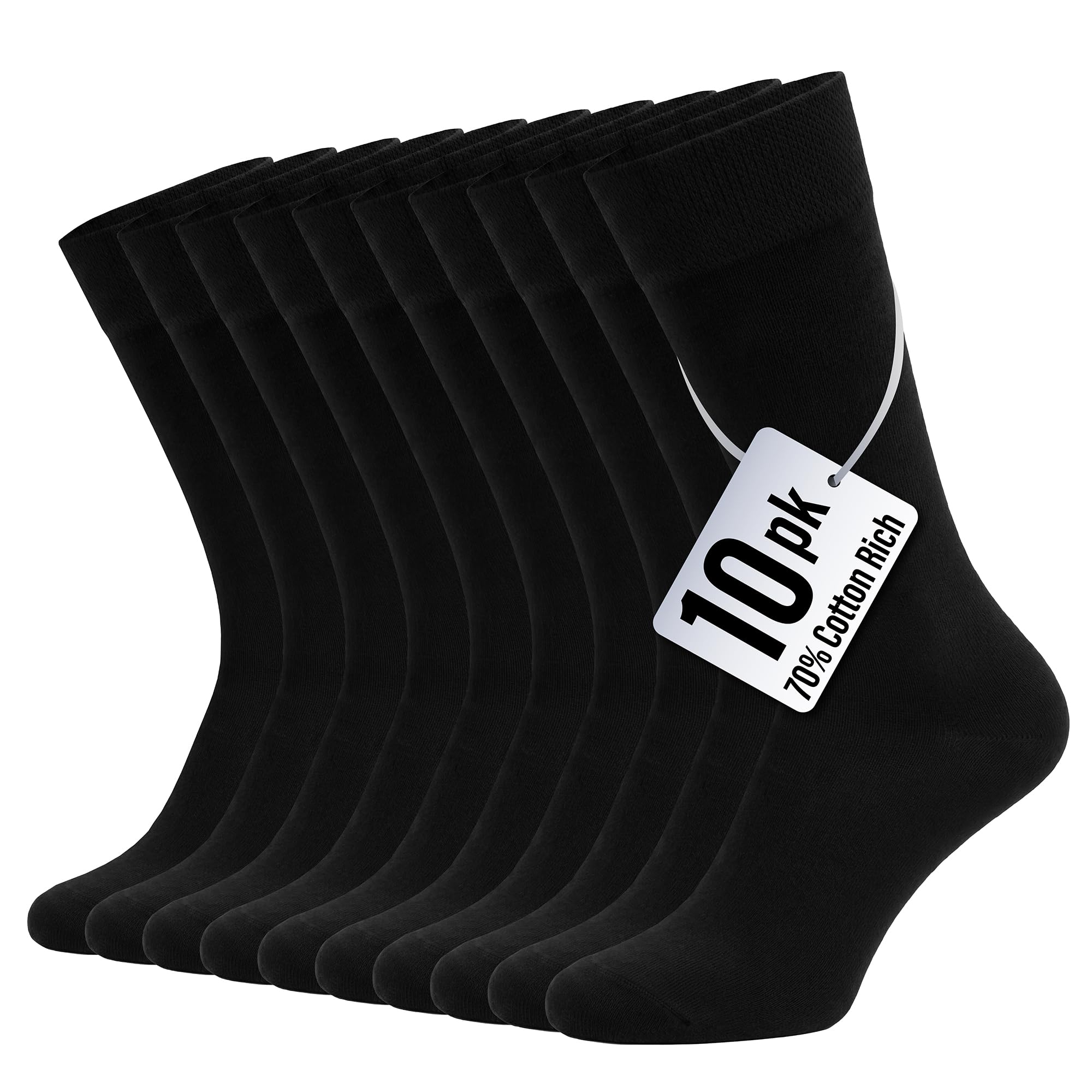 The Essentials Wardrobe 10PK Mens Black Ankle Socks - UK 9-11/EU 43-45 - Black
