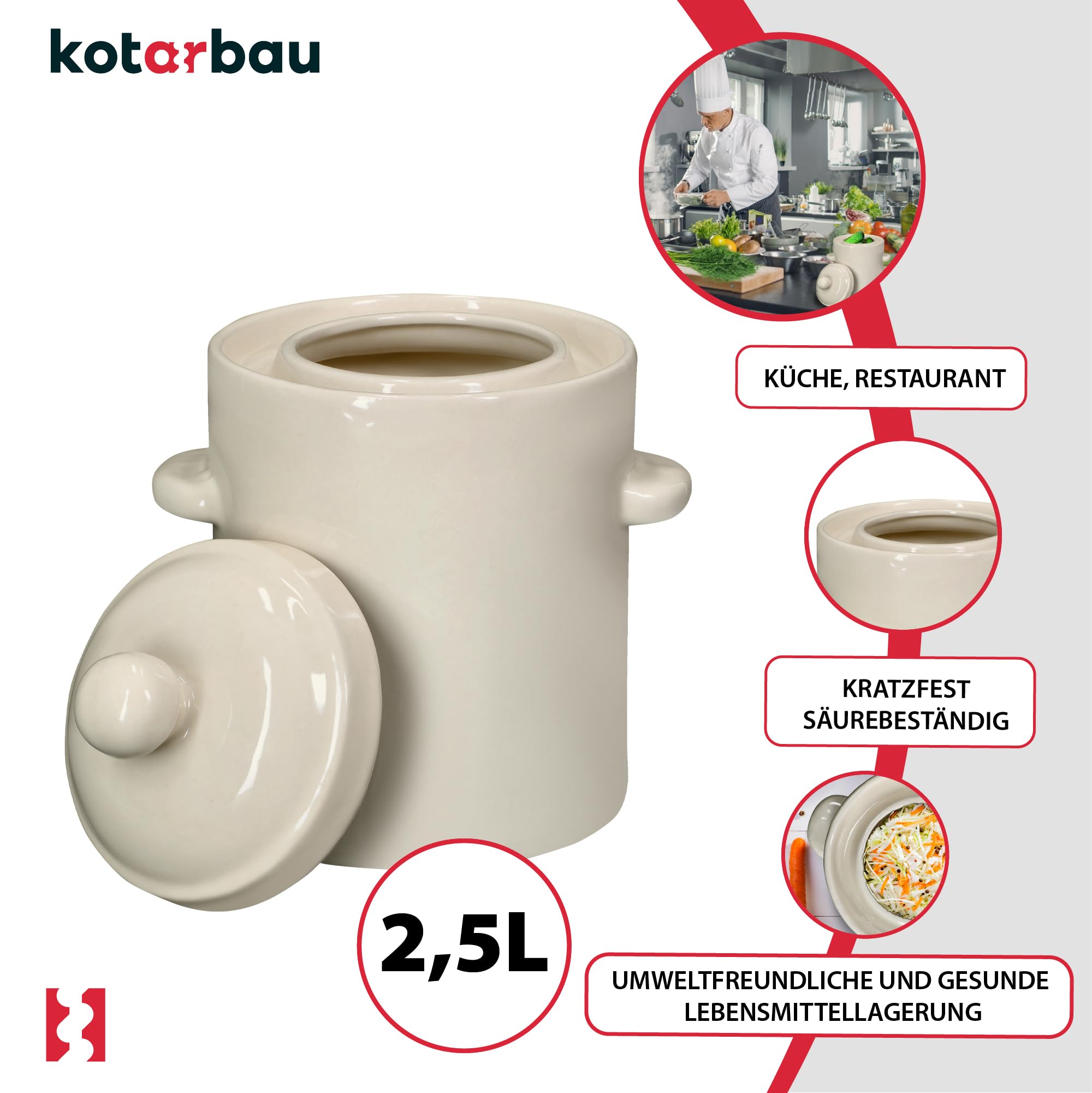 KOTARBAU ® Bottiglia decorativa con tappo e manico in vetro, capacità 2 l