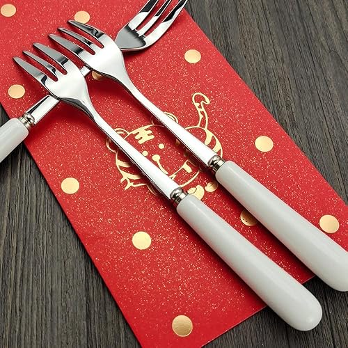 Miniatura 4 de SWR 18-10 acero inoxidable 8 paquetes de vajilla fina cerámica mango pastel tenedor fruta tenedor postre tenedores 6 pulgadas (mango creativo de