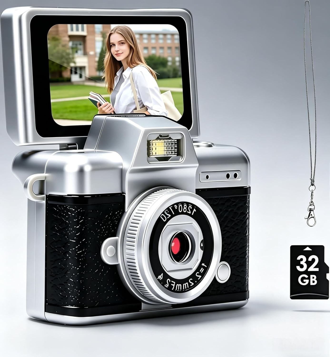 Mini Appareil Photo,Porte Clef,Mini Camera,Appareils Photo NuméRiques pour Enfants 8 Ans+,Digital Camera,Appareil Photo Compact avec Flash Et Enregistrement VidéO,Selfie Porte Cle Appareil Photo