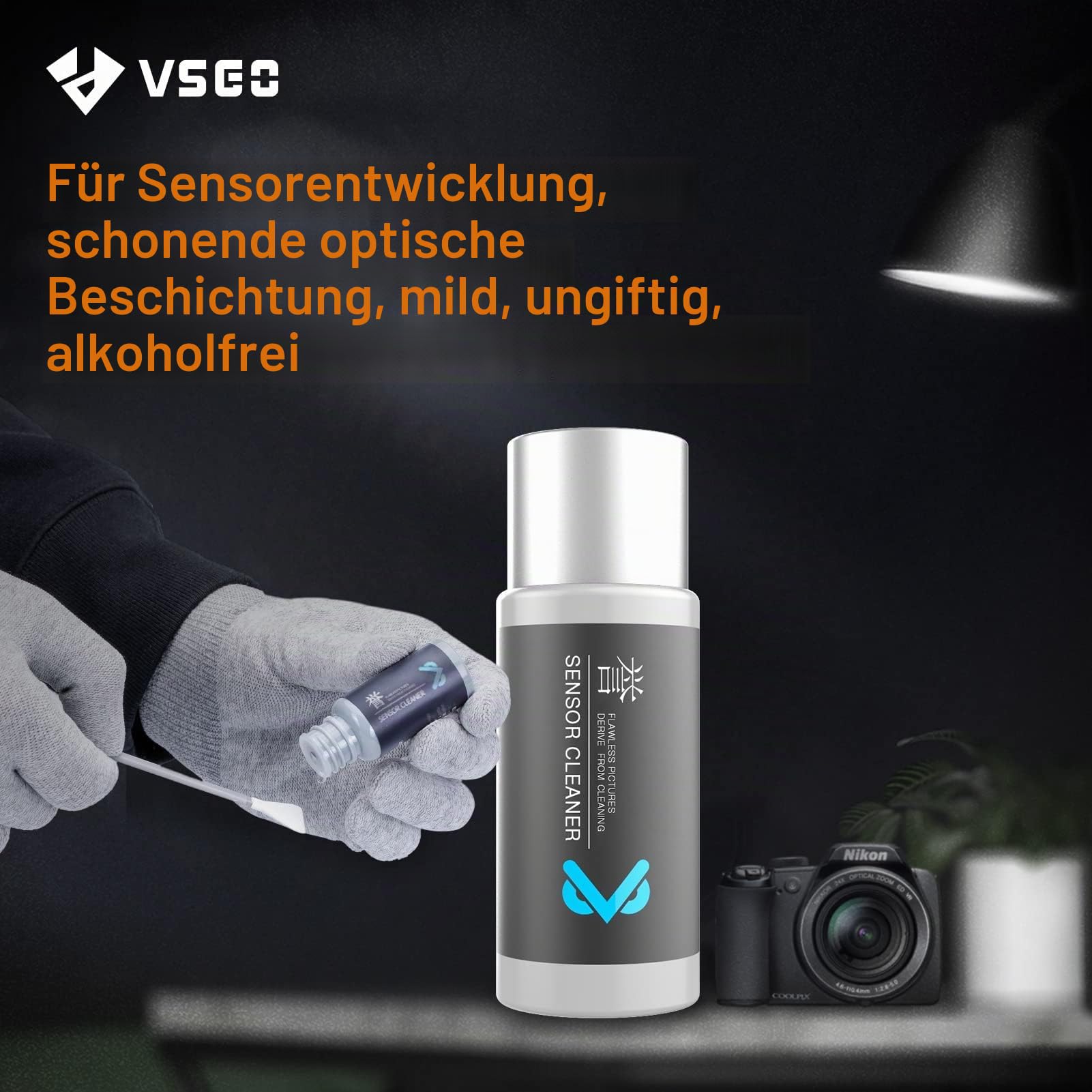 VSGO VS-S03E New Full Frame Camera Cleaning Kit 12pcs Sensor Cleaning Swab + 10ml Cleaner for Sony Nikon Canon FF CCD CMOS Clean…