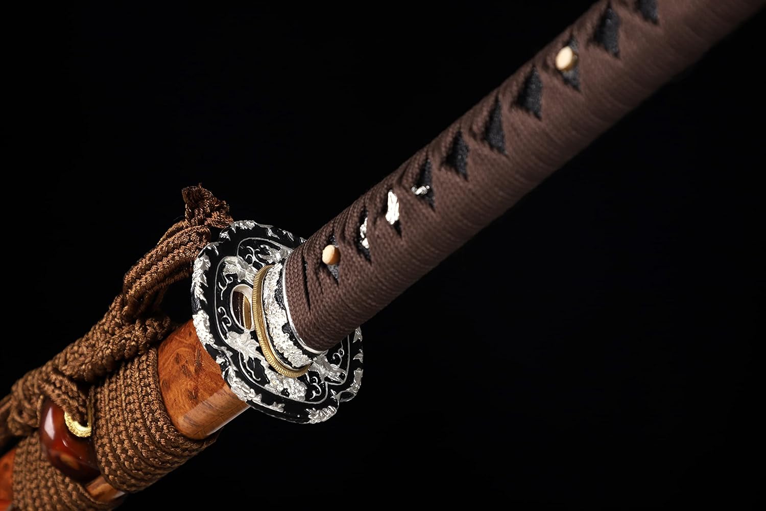 Hand Forged Katana Sword Real Clay Tempered L6 Steel Hitatsura Hamon (皆烧) Blade Full Tang Samurai Sword