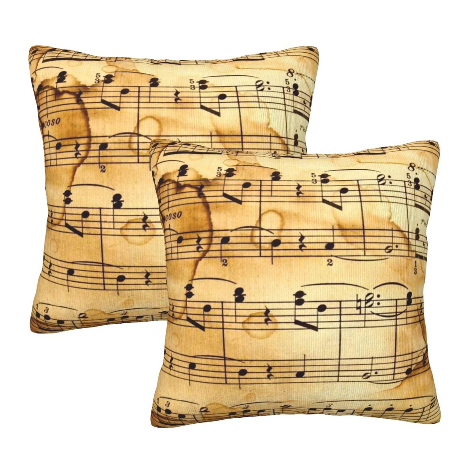 Taies d'oreiller carrées notes de musique lot de 2 pour lit