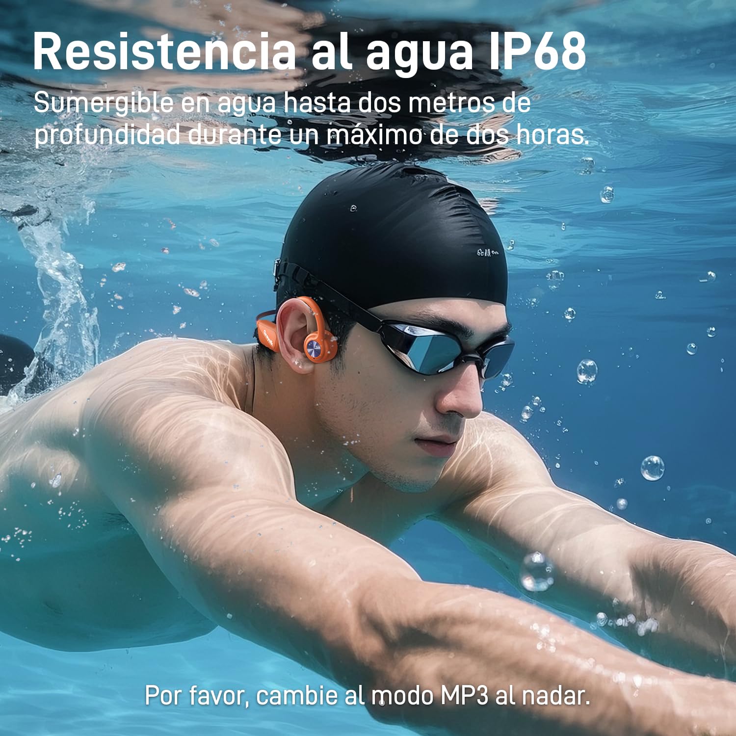 Auriculares de natación IP68 impermeables, auriculares de conducción ósea de oreja abierta, Bluetooth 5.4, MP3 integrado de 32 GB, auriculares deportivos subacuáticos para natación, correr