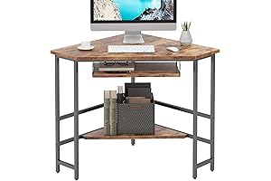 Compact Corner Computer Desk with Storage Shelf for Small Spaces