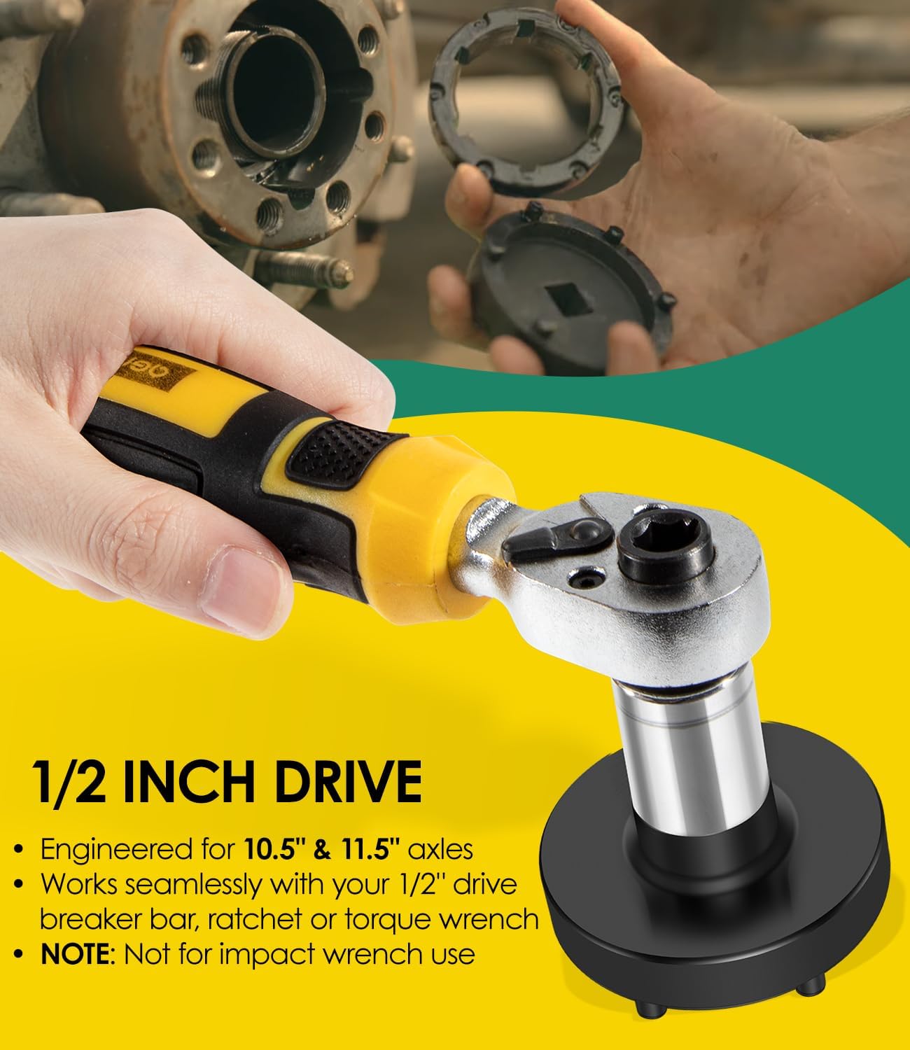 Professional Grade Rear Axle Nut Socket W83009 / 8954A - Heavy Duty 6-Point Hub Bearing Removal Tool for Dodge/Ram 1500-5500 Trucks (2006-2014) - 1/2" Drive