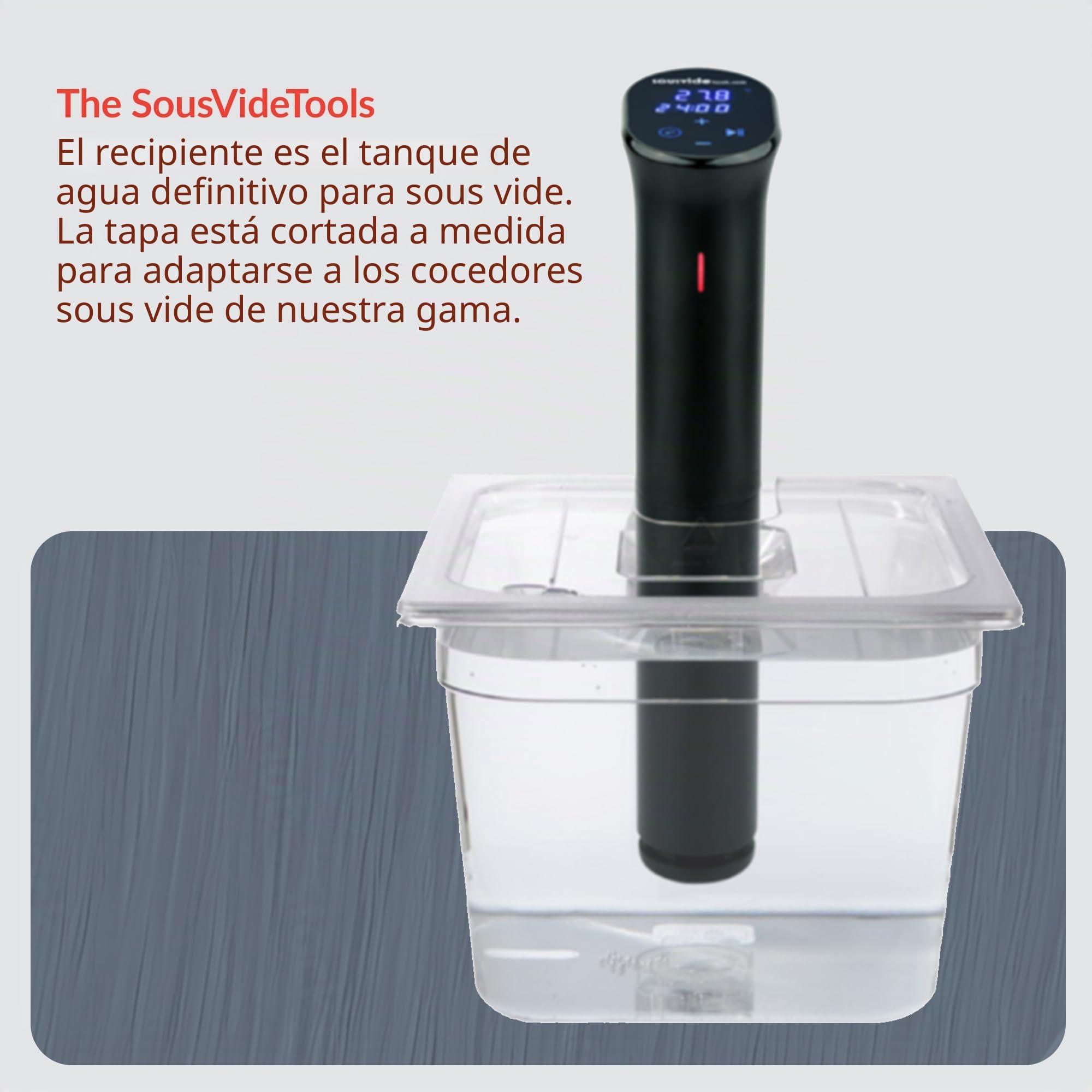 SousVideTools 11.6 Litre Polycarbonate Container - Custom Cut Lid to Suit the Anova Sous Vide Cooker - Clear Cooking Vessel - BPA Free, Non-Stick, and Dishwasher Safe