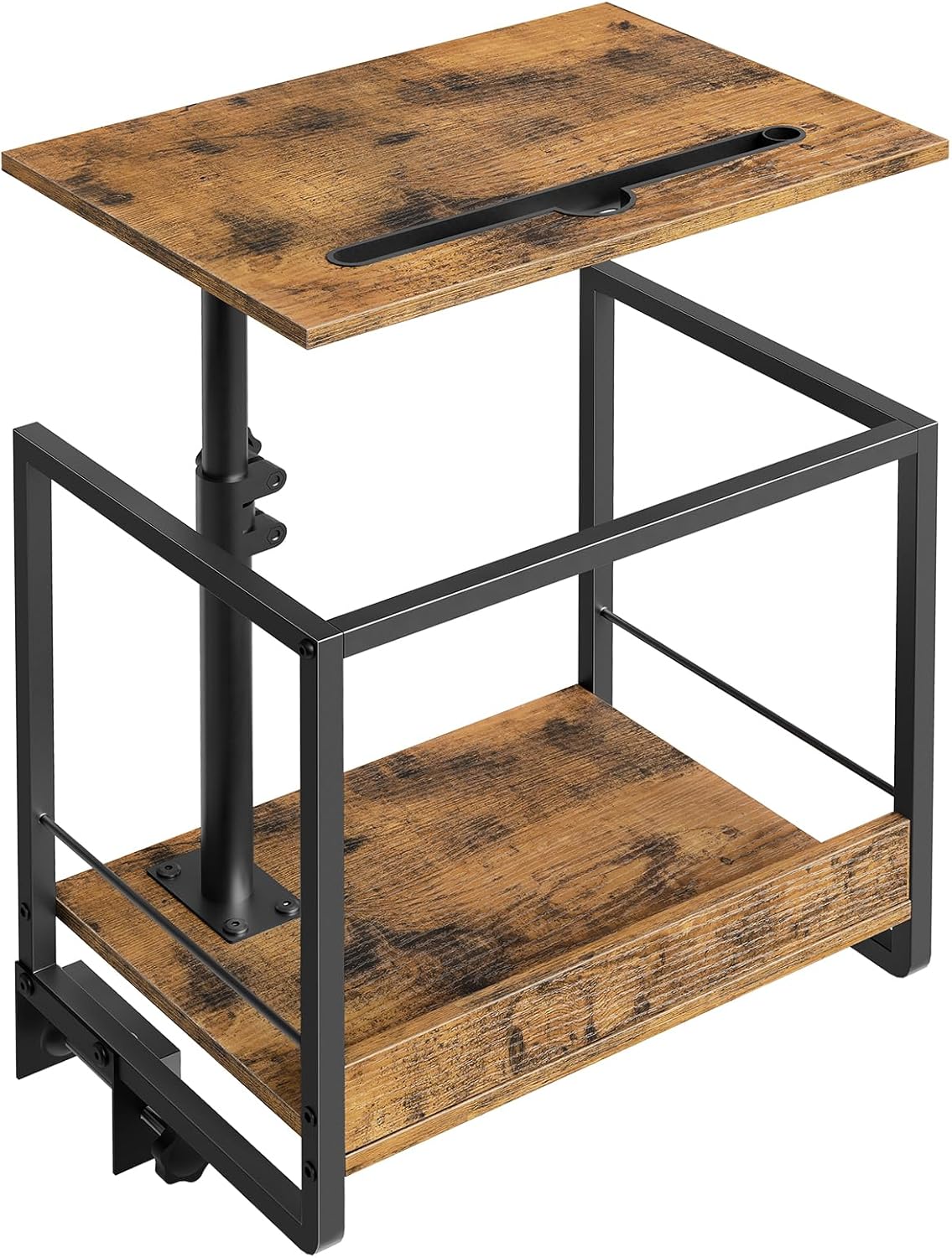 Queen Size Headboard Only, Bedside Shelf, Bed Shelf with 360° Rotating and Height-Adjustable Tray, BH13UBR-ET21BR