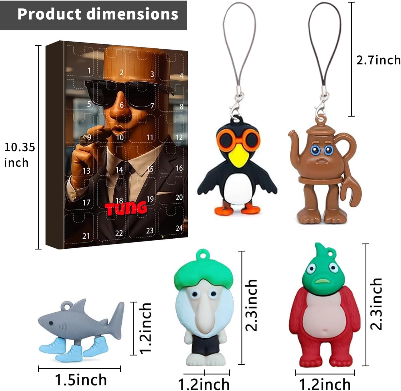 Italian Brainrot Christmas Advent Calendar 2025,24 Days Christmas Countdown Calendar with Brainrot Meme Shark Figures Toys ,Funny Animals,Unique Key Chain,Decorations Gifts for Fans Office Room Figurine Decor (24Pcs)