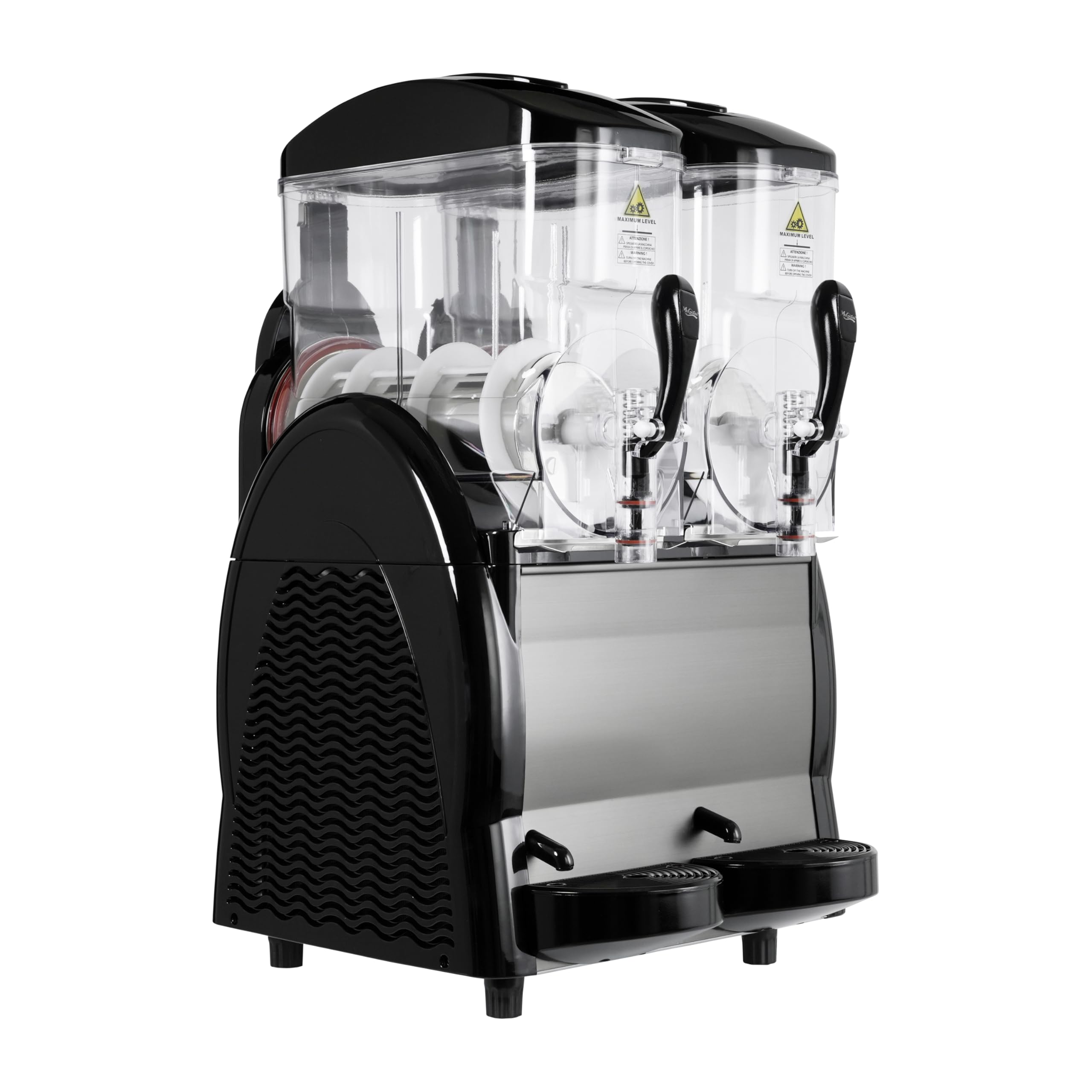 Adcraft 6-Gallon Granita Frozen Beverage Machine with Double 3-Gallon Hoppers, LED Lighting, and Non-Drip Taps, Durable Stainless Steel and High-Impact Plastic, Black