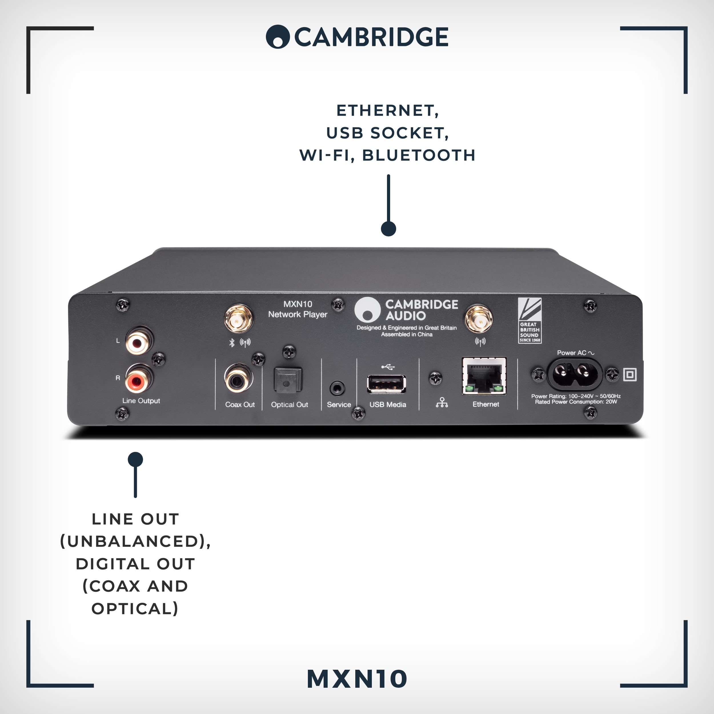 Cambridge Audio MXN 10 - Kompakter, separater, hochauflösender WiFi-Netzwerk-Audioplayer und -Streamer mit Bluetooth 5.0, Internetradio und ESS Sabre DAC - Lunar Grey