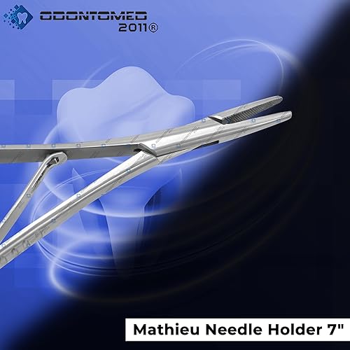 Miniatura 9 de OdontoMed2011 Mathieu - Alicates de colocación elásticos de 5.5 pulgadas, soporte de aguja de acero inoxidable