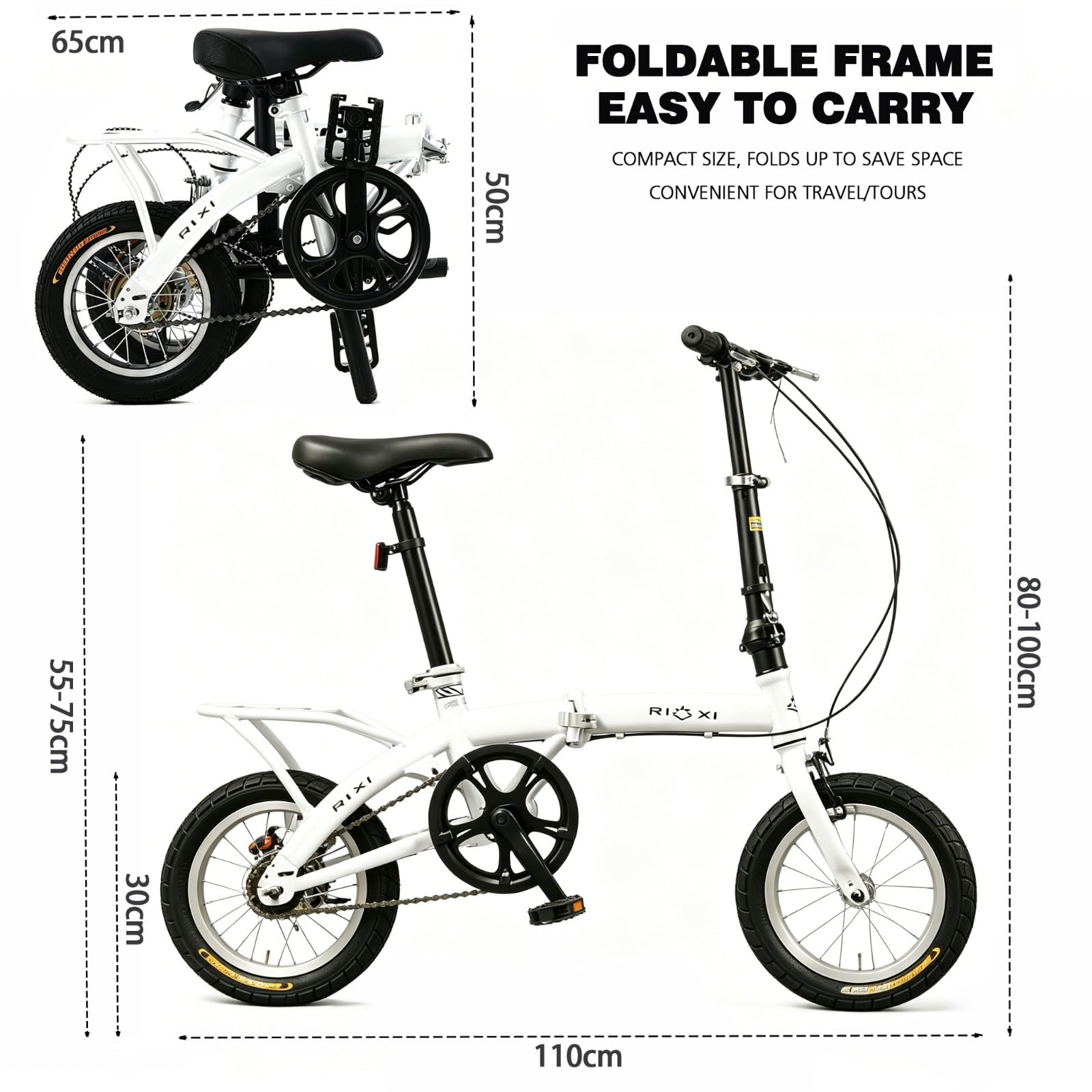 Mini Bicicleta Plegable, Bicicleta Urbana Compacta, para Estudiantes Y Adultos, Bicicleta Plegable Ligera 12 Pulgadas para Desplazamientos Diarios. Purple,16in