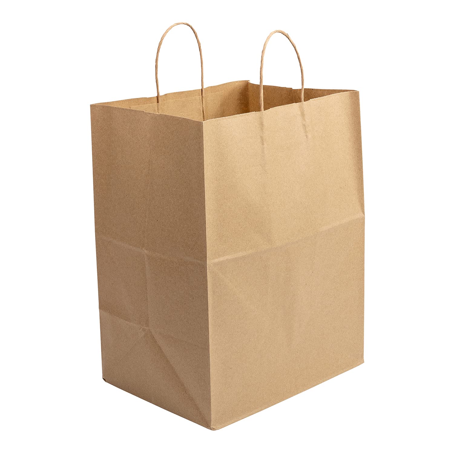 AmerCareRoyal Case of 200 Recyclable Kraft Paper Bags With Twisted Handles - Eco-Friendly Brown Grocery Packaging - Durable Shopping Bags - 12"x9"