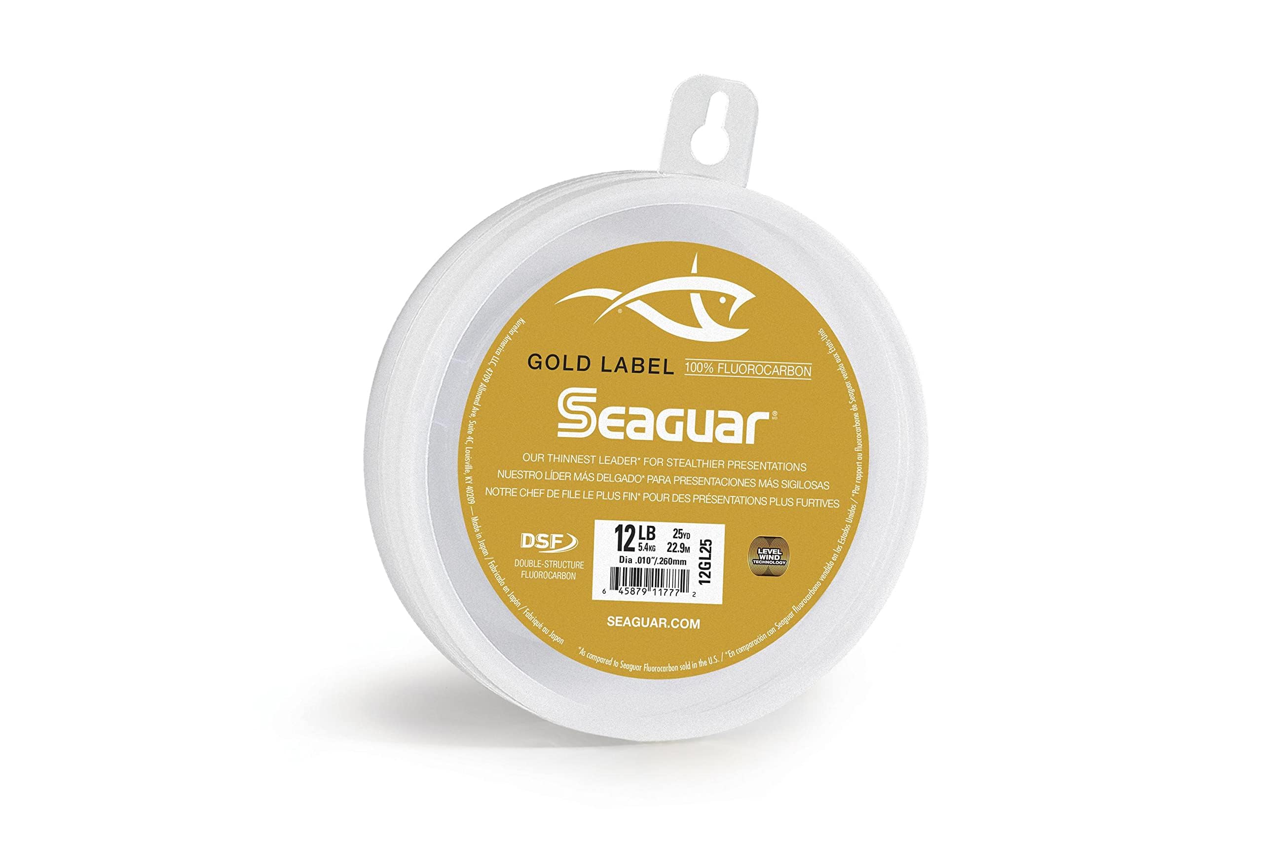 SeaguarGold Label Fluorocarbon Fishing Line, Thin and Strong Fishing Leader, Double Structure for Strength and Softness, Low Memory for Easy Cinching Knots