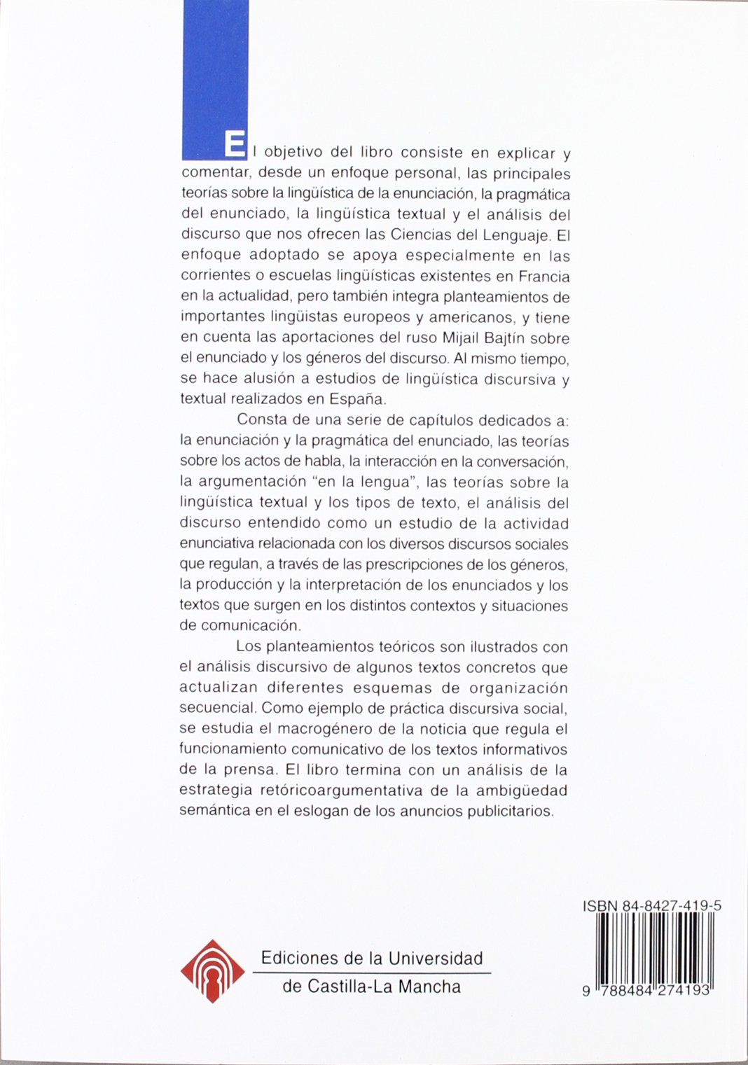 Teorías de pragmática, de lingüística textual y de análisis del discurso (MONOGRAFÍAS)