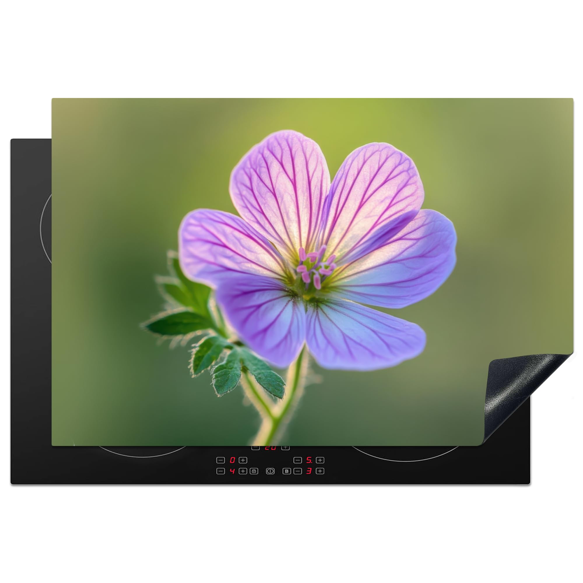 KitchenYeah© Induction Hob Protector Mat 20.5"x30.7" / 78x52 cm Stove Cap Top Cover Kitchen Cooker Covers for Electric Hobs Vinyl Flower - Close Up - Purple