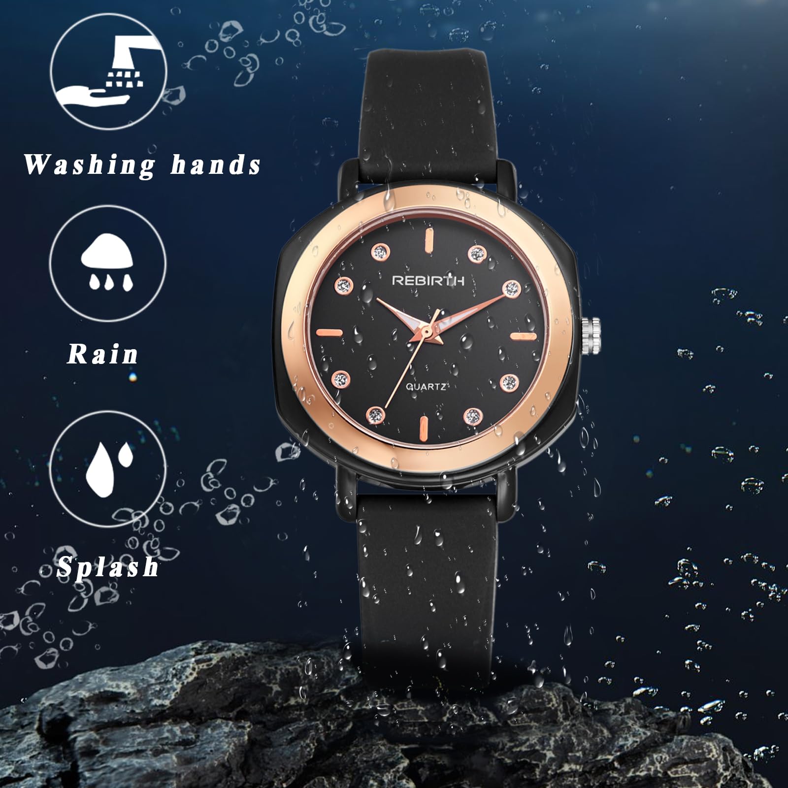 JewelryWe Uhren Damen Analog Quarz Armbanduhr Klassisch Einfach Beiläufige Uhr mit Silikon Armband