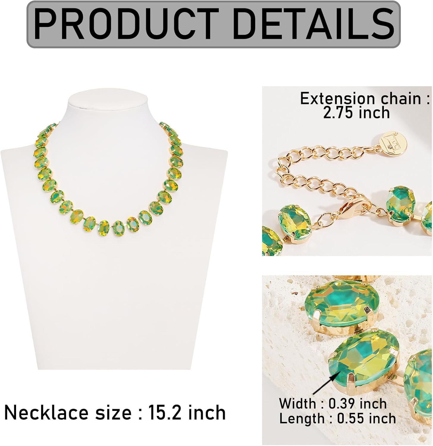 Firstmeet Oval Crystal Rhinestone Choker Collar Necklace Wedding Bridal Gift Jewelry for Women - Image 7